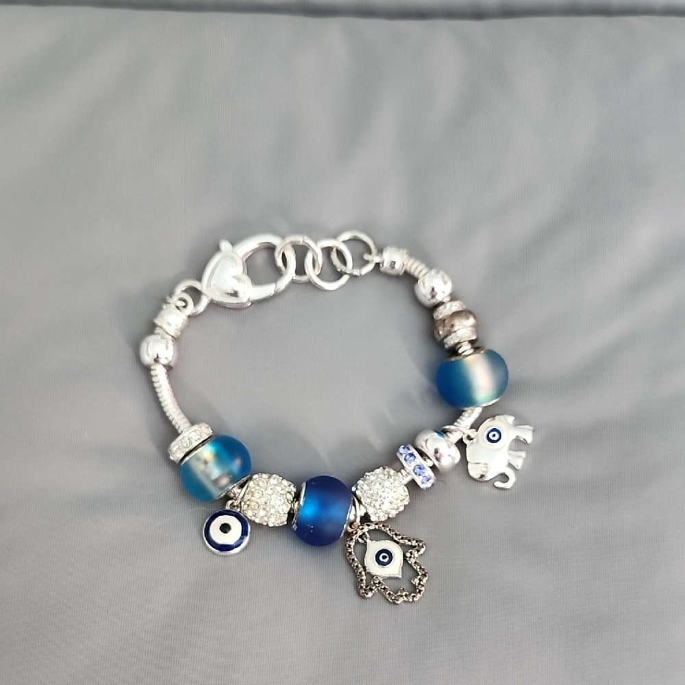Silver and Blue Charm Bracelet